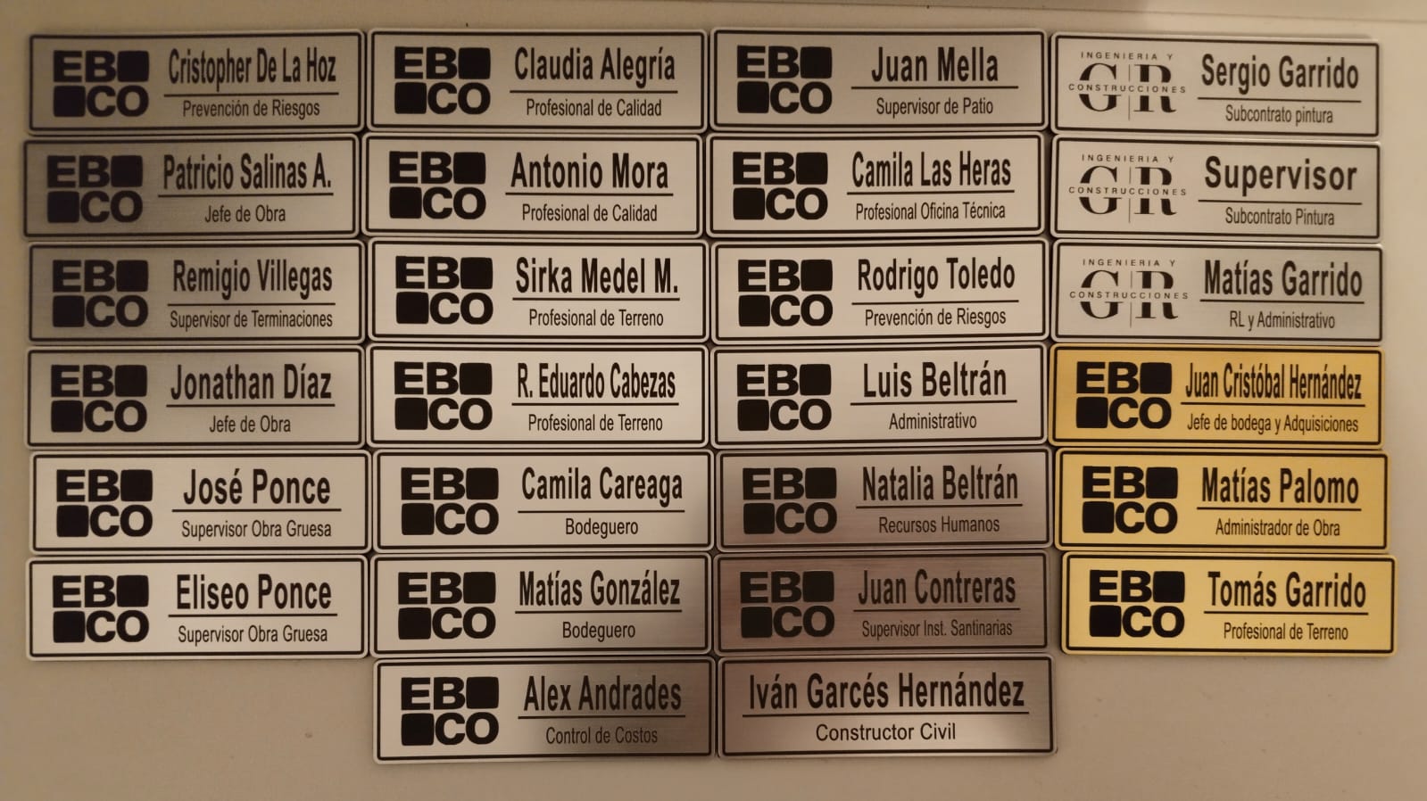 Placas personalizadas para cascos de seguridad